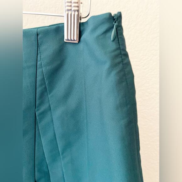 Akris Punto Turquoise Blue Pleated Silk A-Line Mini Skirt Size 8 - Picture 3 of 9